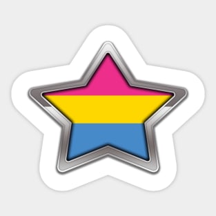 Large Pansexual Pride Flag Colored Star with Chrome Frame. Sticker